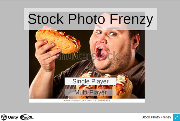 Title screen of "Stock Photo Frenzy"